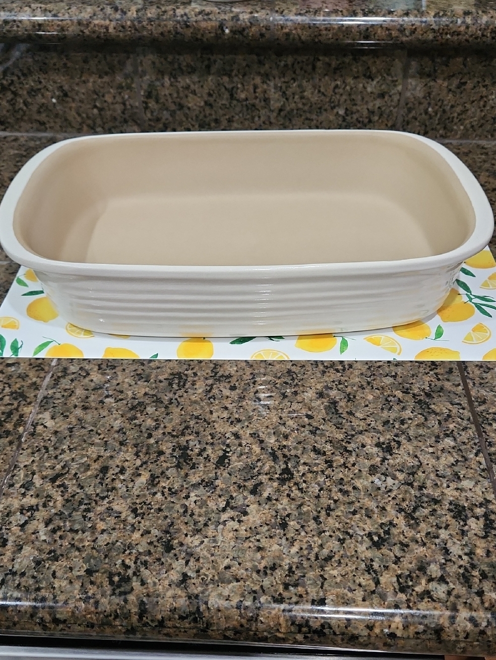 The Pampered Chef Cream Ceramic Rectangular Baking Dish